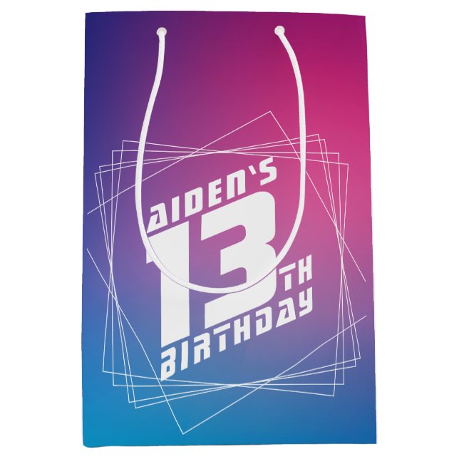 Geburtstagsparty eines coolen Jungen Mittlere Geschenktüte (Vorderseite)