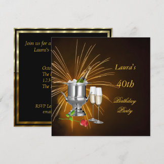 Geburtstagsparty Einladung Champagne