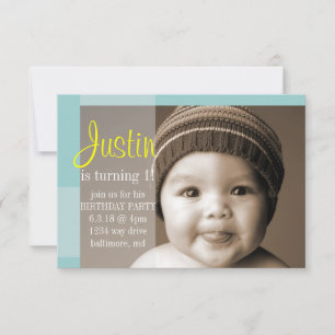 Geburtstagsparty Einladung   Ein Segment Blau gelb