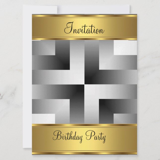 Geburtstagsparty Einladung Gold Geburtstagsparty (Vorderseite)