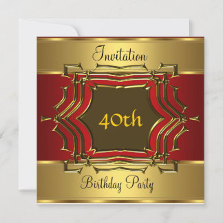 Geburtstagsparty Einladung Gold Red