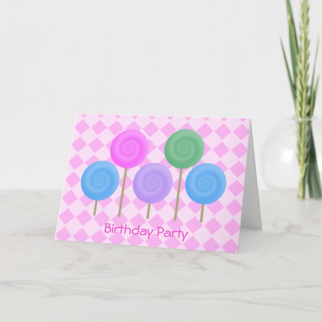 Geburtstagsparty Einladung Pink (Vorderseite)