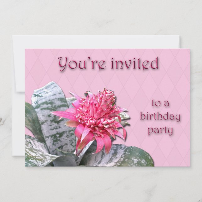 Geburtstagsparty Einladung Pink Bromeliad (Vorderseite)