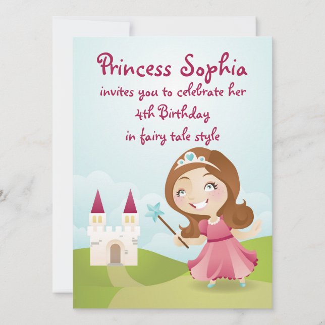 Geburtstagsparty-Einladung von Prinzessin Einladung (Vorderseite)