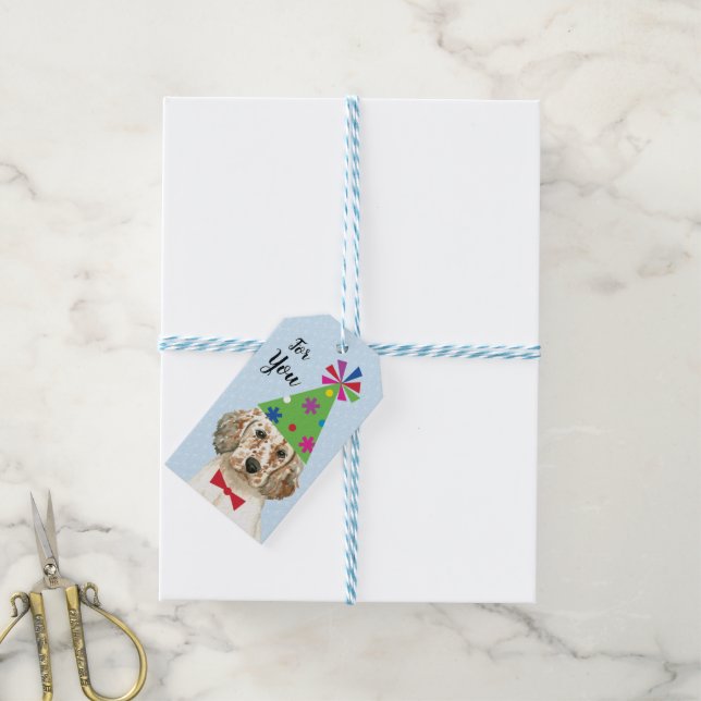 Geburtstagsparty Englisch Setter Geschenktasten Geschenkanhänger (Mit Garn)