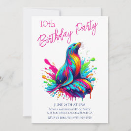 Geburtstagsparty - farbenfrohe Seelenschwalbe Einladung