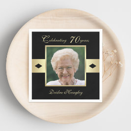 Geburtstagsparty-Foto auf Black Paper Serviette