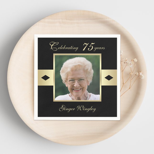 Geburtstagsparty-Foto auf Black Paper Serviette (Von Creator hochgeladen)