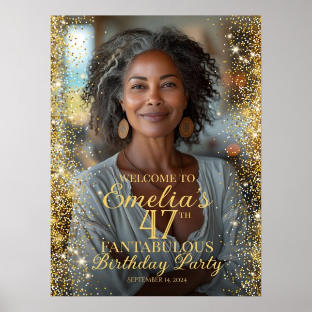 Geburtstagsparty Foto Begrüßungszeichen Poster (Vorne)