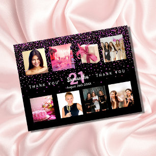 Geburtstagsparty Foto Collage Black Dankeschön Kar Einladung