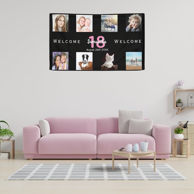 Geburtstagsparty Foto Collage Girl Banner (Von Creator hochgeladen)