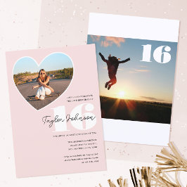 Geburtstagsparty Foto Teart Tee Pink im benutzerde Einladung