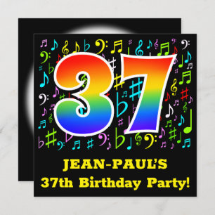 Geburtstagsparty: Fun Music Symbols, Rainbow 37 Einladung
