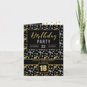 Geburtstagsparty für 18. Black and Gold Einladung