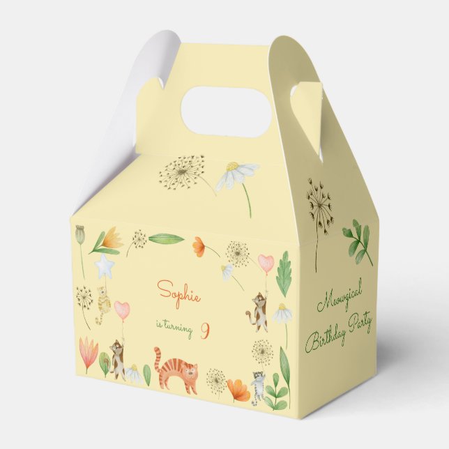 Geburtstagsparty für Katzen und Blume Geschenkschachtel (Vorderseite)