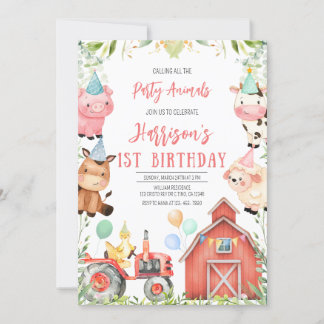 Geburtstagsparty für Landtiere Einladung