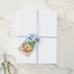 Geburtstagsparty Golden Retriever Geschenkanhänger