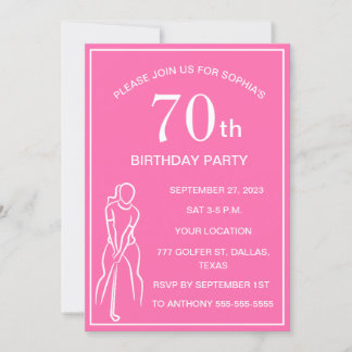 Geburtstagsparty Golfer Pink Ladys Golf Par Einladung