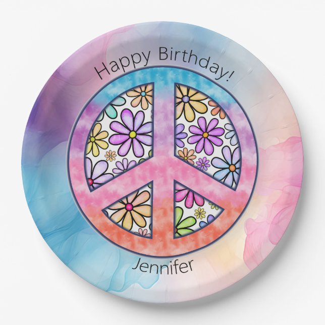 Geburtstagsparty Groovy Hippie Paper Plate Pappteller (Vorderseite)