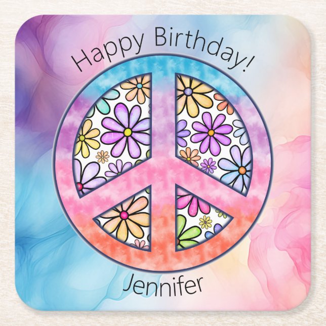 Geburtstagsparty Groovy Hippie Paper Untersetzer (Vorderseite)