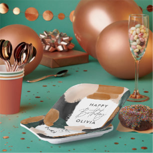 Geburtstagsparty Grüne Terrakotta abstrakte Dekora Pappteller