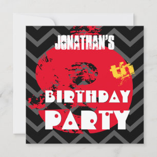 Geburtstagsparty Grunge und Chevrons A09 Einladung