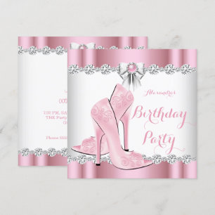 Geburtstagsparty hübsch Pink Glamour High Heels Einladung