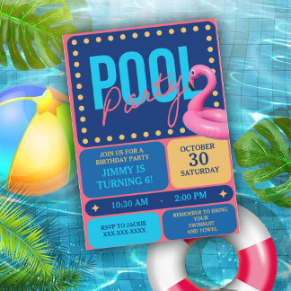 Geburtstagsparty im lebendigen und lustigen Pool Einladung