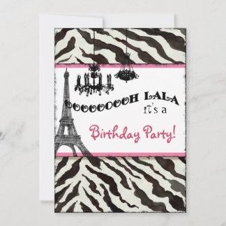 Geburtstagsparty Invite, Zebra, Eiffelturm Einladung