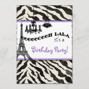 Geburtstagsparty Invite, Zebra, Eiffelturm Einladung