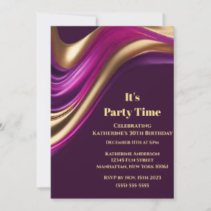 Geburtstagsparty-It's Party Time-Abstrakt Flow Art Einladung