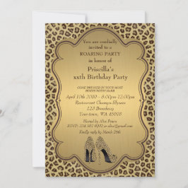 Geburtstagsparty, jedes Alter, Cheetah High Heels  Einladung
