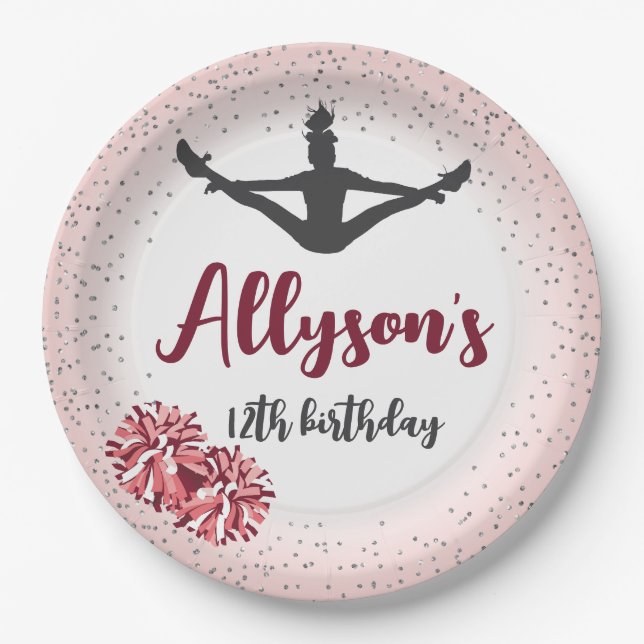 Geburtstagsparty, jedes Alter rosa Pappteller (Vorderseite)