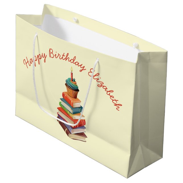 Geburtstagsparty Kinder lesen Große Geschenktüte (Vorderseite Schrägansicht)