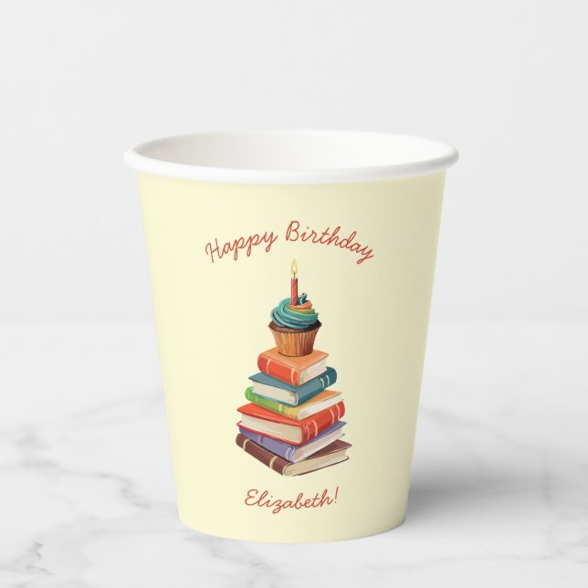 Geburtstagsparty Kinder lesen Pappbecher (Vorderseite)