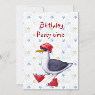 Geburtstagsparty lädt Niedlichen Seagull-Vogel zum Einladung