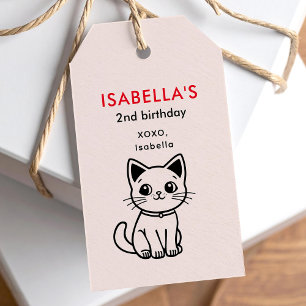 Geburtstagsparty mit CUSTOM COLORS niedliche Katze Geschenkanhänger