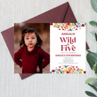 Geburtstagsparty mit fünf Wildblumen Einladung