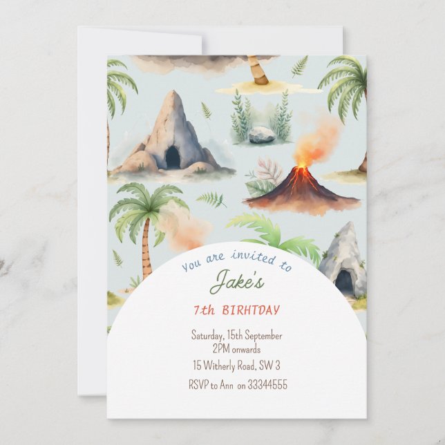 Geburtstagsparty mit niedlichen Dinosauriern Einladung (Vorderseite)