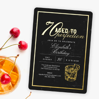 Geburtstagsparty mit Perfection Cocktail 70. Folieneinladung