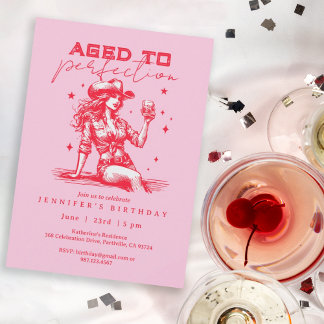 Geburtstagsparty mit Vollendung Pink Cowgirl Einladung