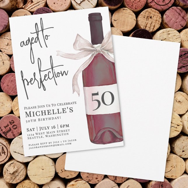 Geburtstagsparty mit Vollkommenheit Einladung (Aged To Perfection Wine Birthday Party Invitation)