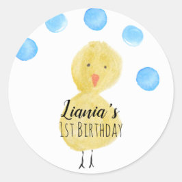 Geburtstagsparty niedlich Duck Hand Watercolor Runder Aufkleber
