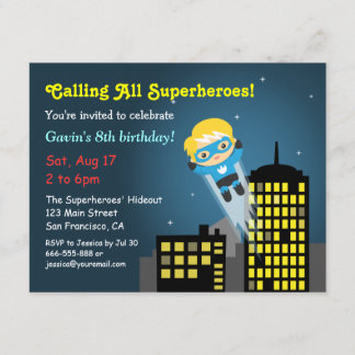 Geburtstagsparty Niedlich Flying Superheld Einladung