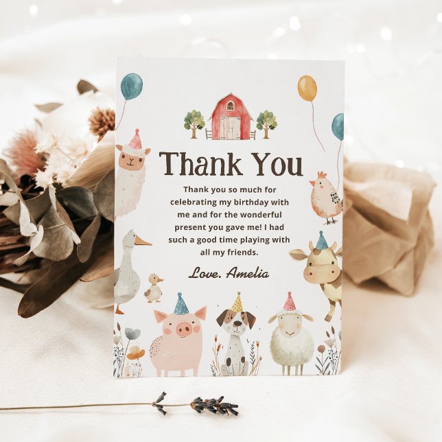 Geburtstagsparty niedlicher Landtiere Dankeschön K Einladung (Von Creator hochgeladen)