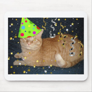 Geburtstagsparty Orange Tabby Cat Mousepad