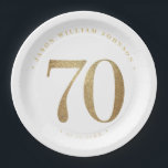 Geburtstagsparty Pappteller<br><div class="desc">70. Geburtstagsfeier Teller in Schwarz und Gold</div>