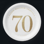 Geburtstagsparty Pappteller<br><div class="desc">70. Geburtstagsfeier Teller in Schwarz und Gold</div>