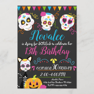 Geburtstagsparty personalisiert Sugar Skull Einladung