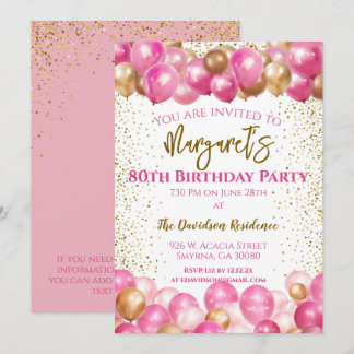 Geburtstagsparty Pink Balloons Einladung